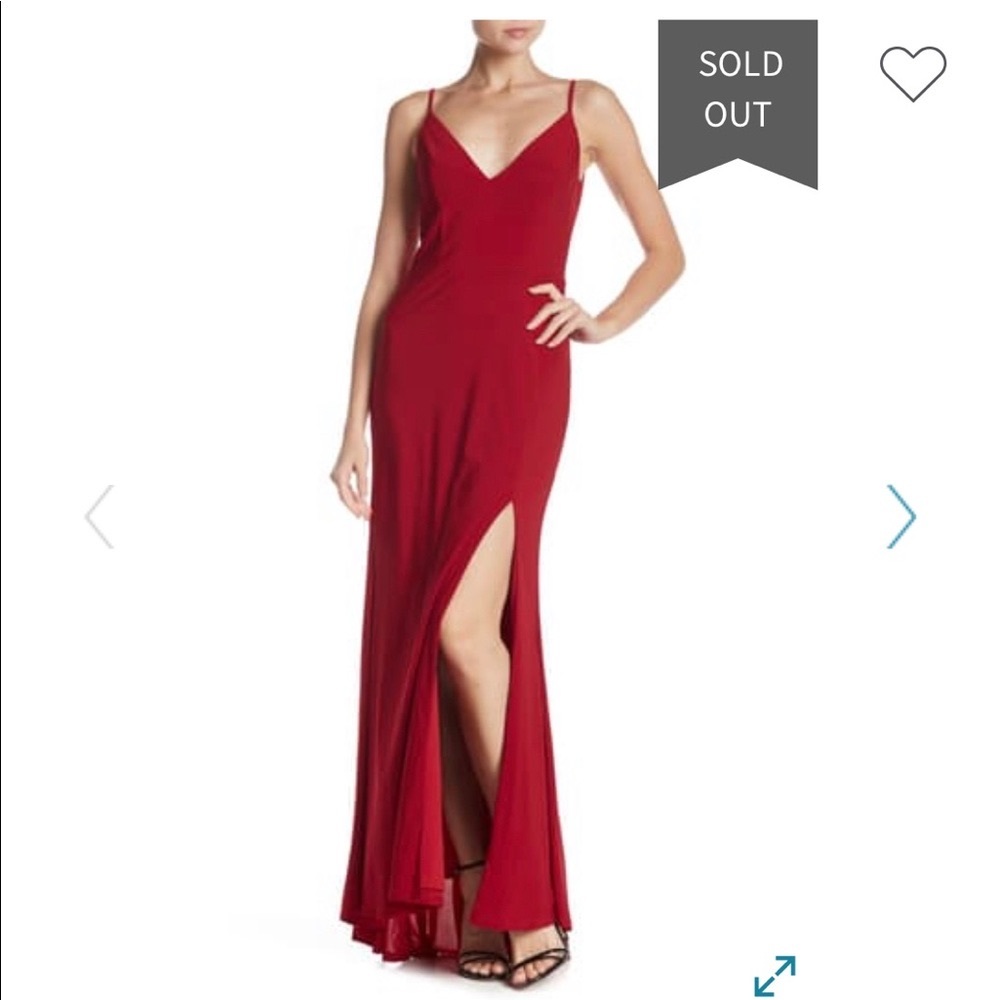 NWT Jump Apparel Wine Jersey Gown with Slit